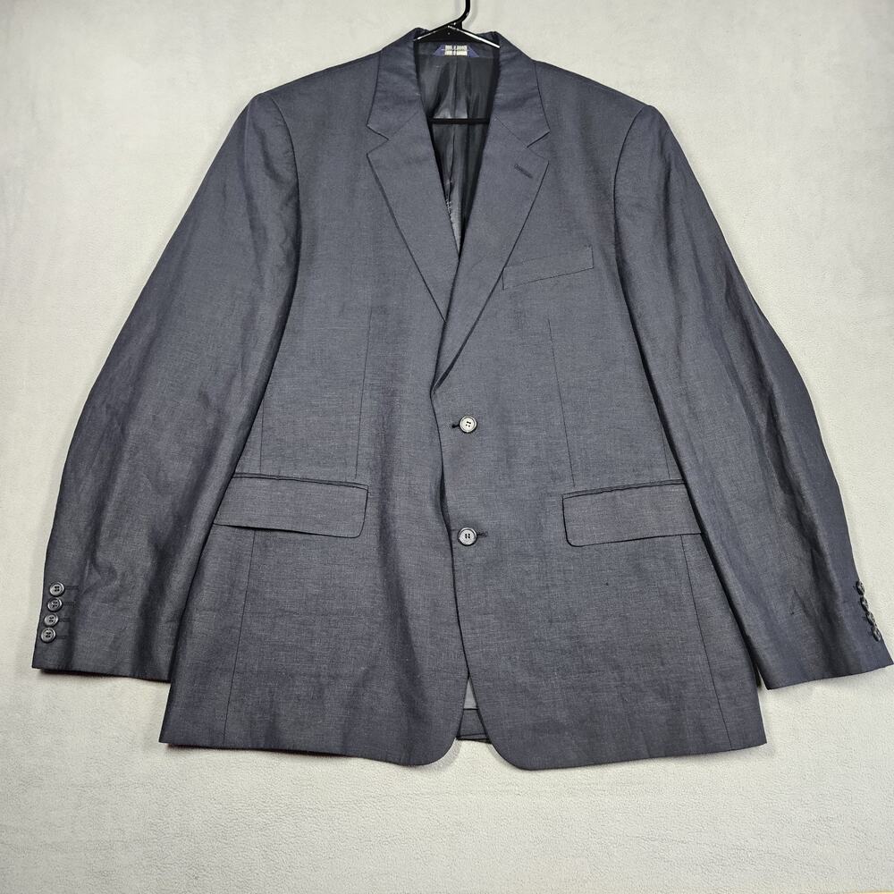 J. Crew Linen Blazer Mens 44R Black Two-Button Wedding 27" Sleeve Length